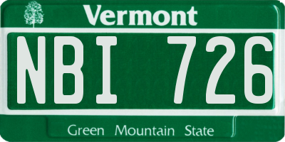 VT license plate NBI726