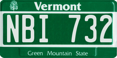VT license plate NBI732
