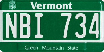 VT license plate NBI734