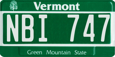 VT license plate NBI747
