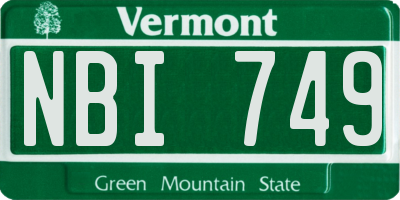 VT license plate NBI749
