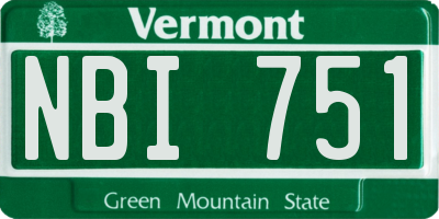 VT license plate NBI751