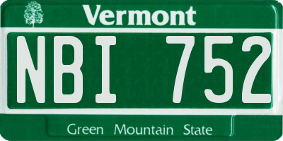 VT license plate NBI752