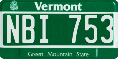 VT license plate NBI753