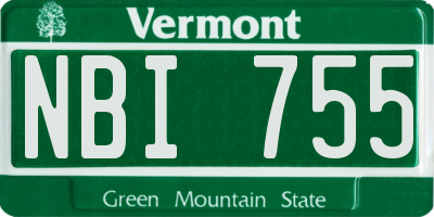VT license plate NBI755