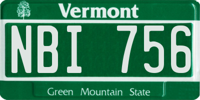 VT license plate NBI756