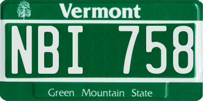 VT license plate NBI758