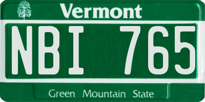 VT license plate NBI765
