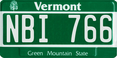 VT license plate NBI766