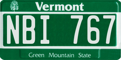 VT license plate NBI767