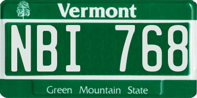 VT license plate NBI768