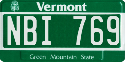 VT license plate NBI769