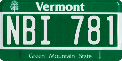 VT license plate NBI781
