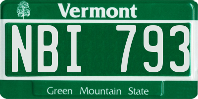 VT license plate NBI793