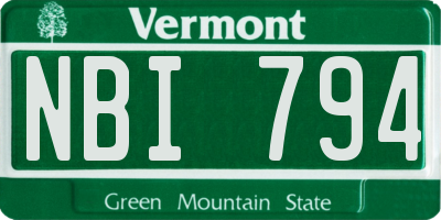 VT license plate NBI794