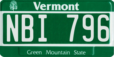 VT license plate NBI796