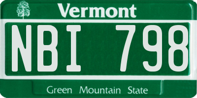 VT license plate NBI798