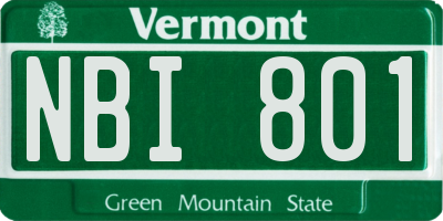 VT license plate NBI801