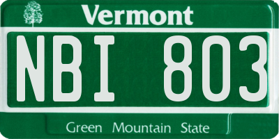 VT license plate NBI803