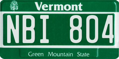VT license plate NBI804