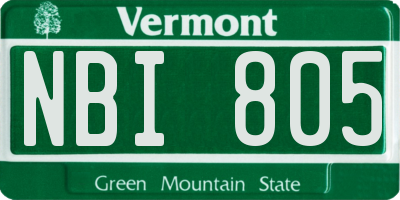VT license plate NBI805