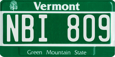 VT license plate NBI809