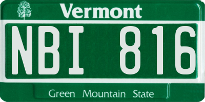 VT license plate NBI816