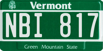 VT license plate NBI817