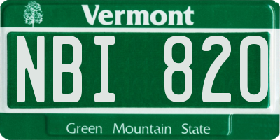 VT license plate NBI820