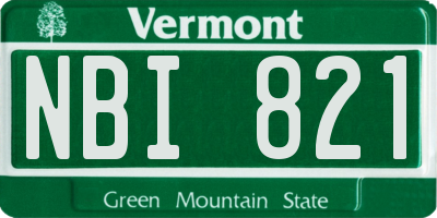 VT license plate NBI821
