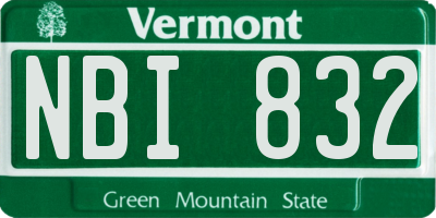 VT license plate NBI832