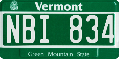 VT license plate NBI834
