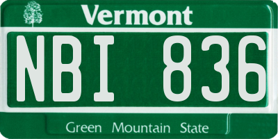 VT license plate NBI836