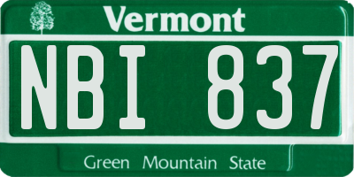 VT license plate NBI837