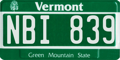 VT license plate NBI839