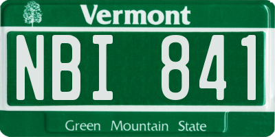 VT license plate NBI841