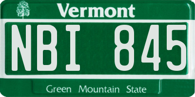 VT license plate NBI845