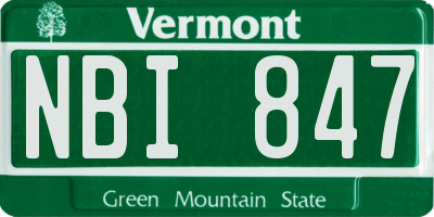 VT license plate NBI847