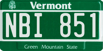 VT license plate NBI851