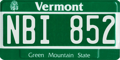 VT license plate NBI852