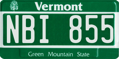 VT license plate NBI855