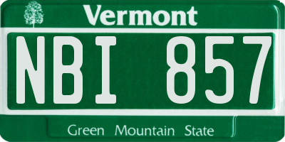 VT license plate NBI857