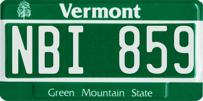 VT license plate NBI859
