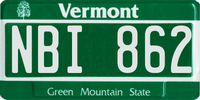 VT license plate NBI862