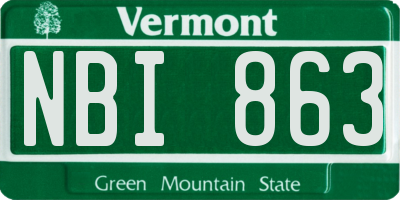 VT license plate NBI863