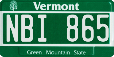 VT license plate NBI865