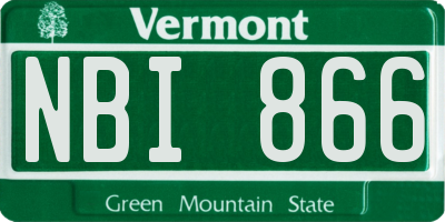 VT license plate NBI866