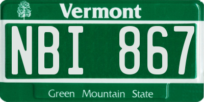 VT license plate NBI867