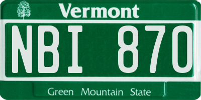 VT license plate NBI870