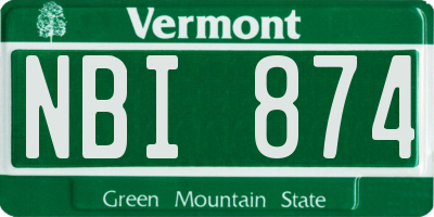 VT license plate NBI874